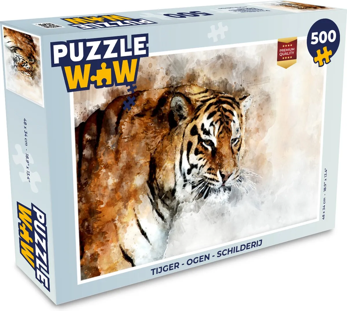 PuzzleWow Tijger - Ogen Legpuzzel 500 Stuks - Multicolor