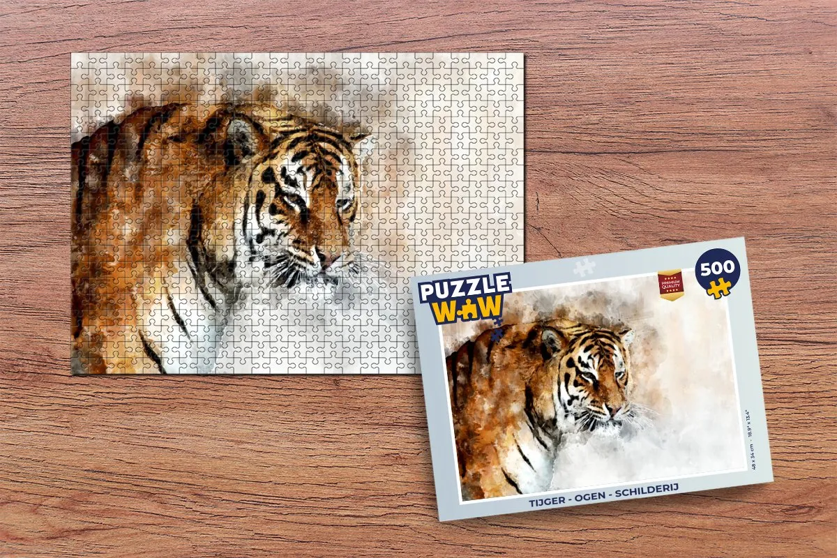 PuzzleWow Tijger - Ogen Legpuzzel 500 Stuks - Multicolor