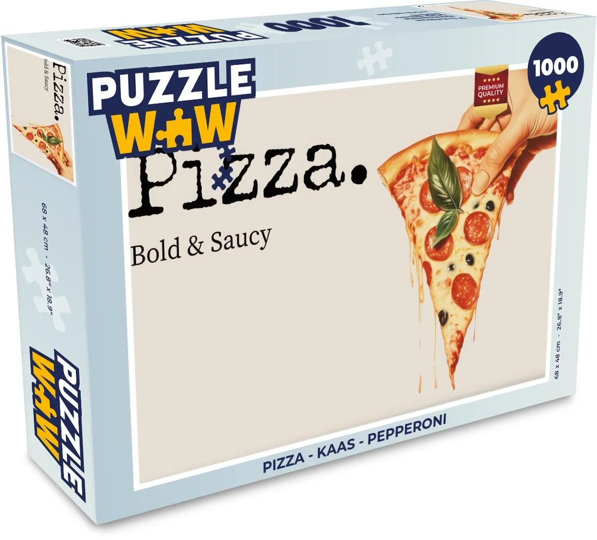 PuzzleWow Pizza Puzzel 1000 Stuks - Kaas & Pepperoni - Tekst