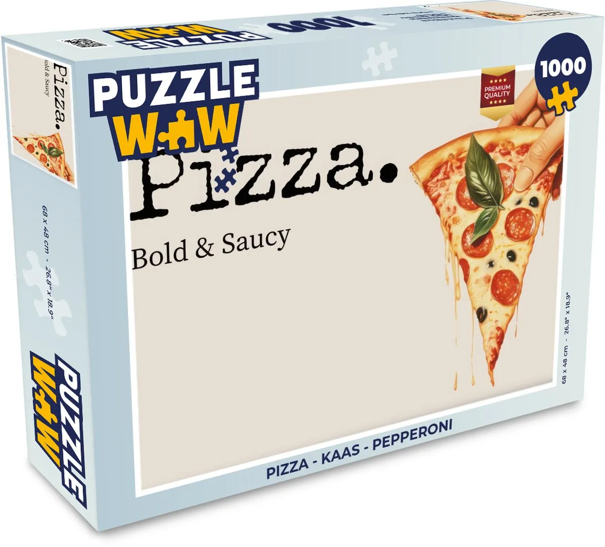 PuzzleWow Pizza Puzzel 1000 Stuks - Kaas & Pepperoni - Tekst