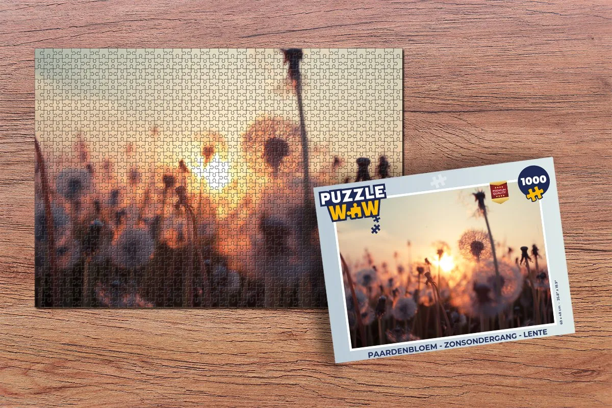 PuzzleWow Paardenbloem - Zonsondergang Legpuzzel 1000 Stuks - Multicolor
