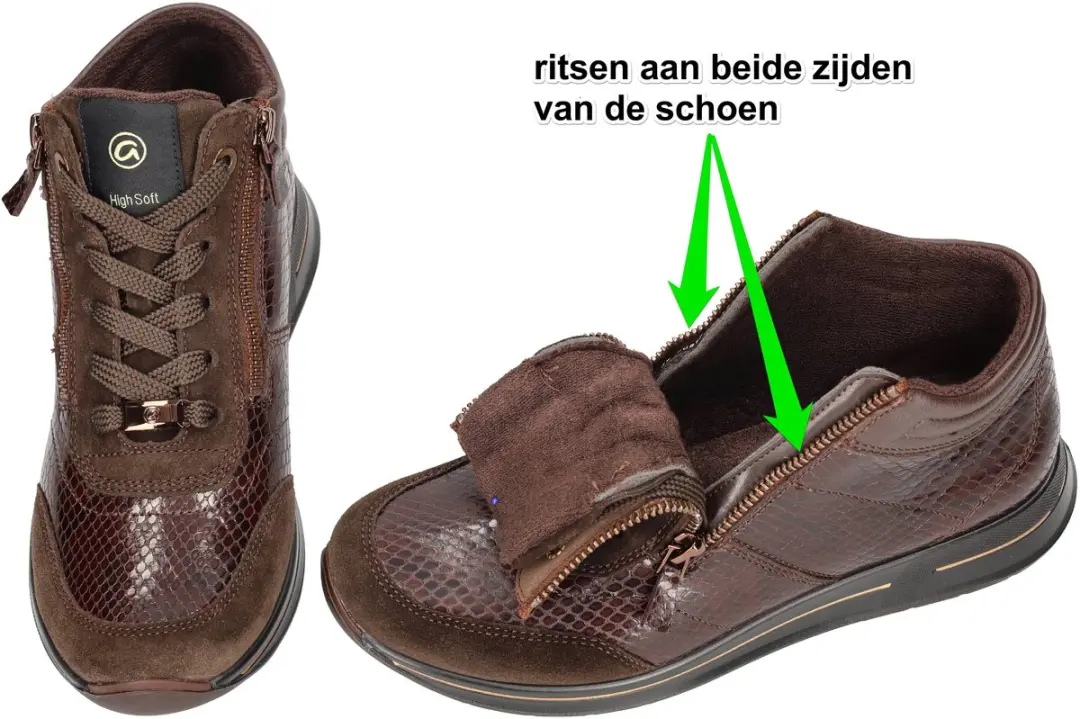 Ara Osaka 2.0 Hoge Sneakers - Donkerbruin - Maat 39 - afbeelding 4 van 6