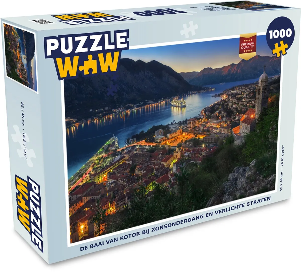 PuzzleWow Legpuzzel De Baai van Kotor bij zonsondergang - 1000 Stuks - Multicolor