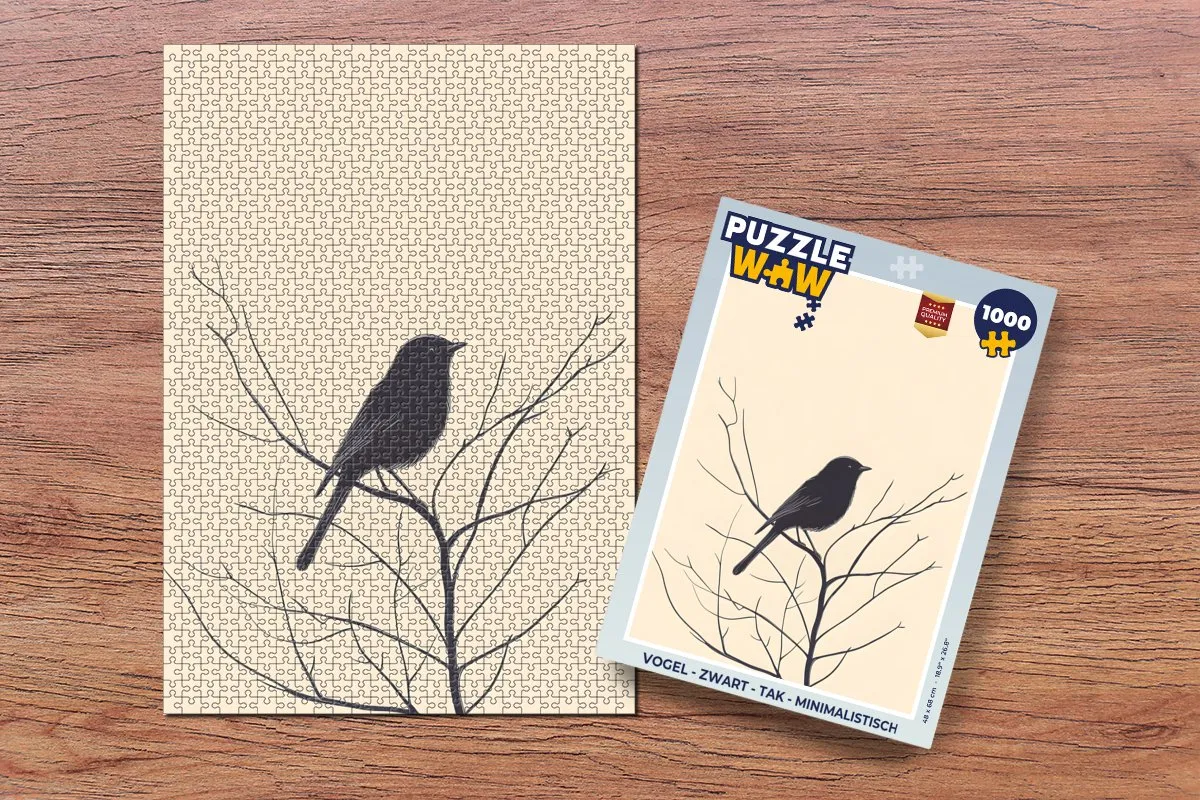PuzzleWow Vogel - Tak Legpuzzel 1000 Stuks - Minimalistisch