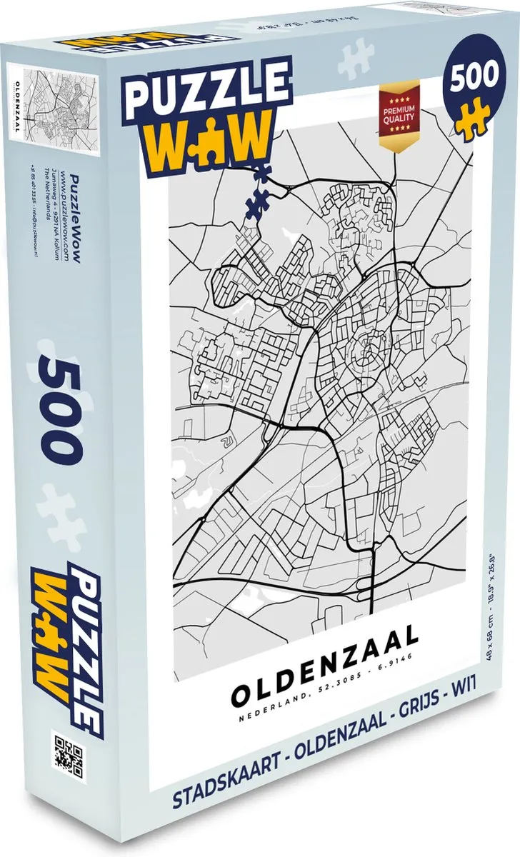 PuzzleWow Stadskaart Oldenzaal Legpuzzel 500 Stuks - Multicolor