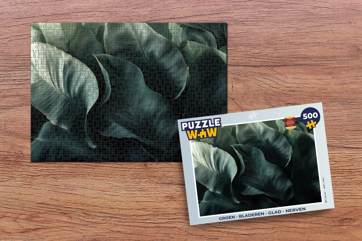 PuzzleWow Legpuzzel 500 Stuks - Nerven Bladeren Groen
