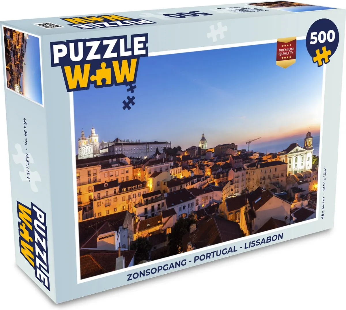 PuzzleWow Zonsopgang Lissabon Legpuzzel 500 Stuks - Multicolor