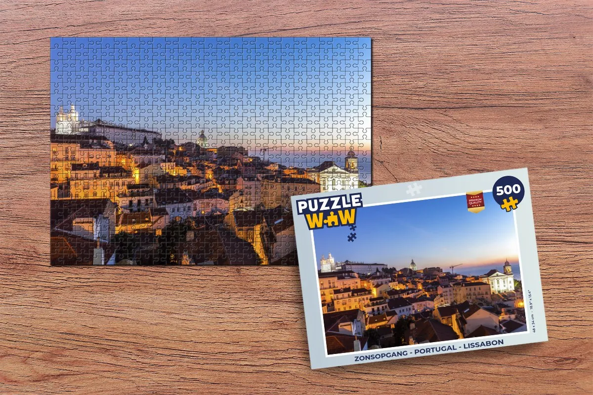 PuzzleWow Zonsopgang Lissabon Legpuzzel 500 Stuks - Multicolor