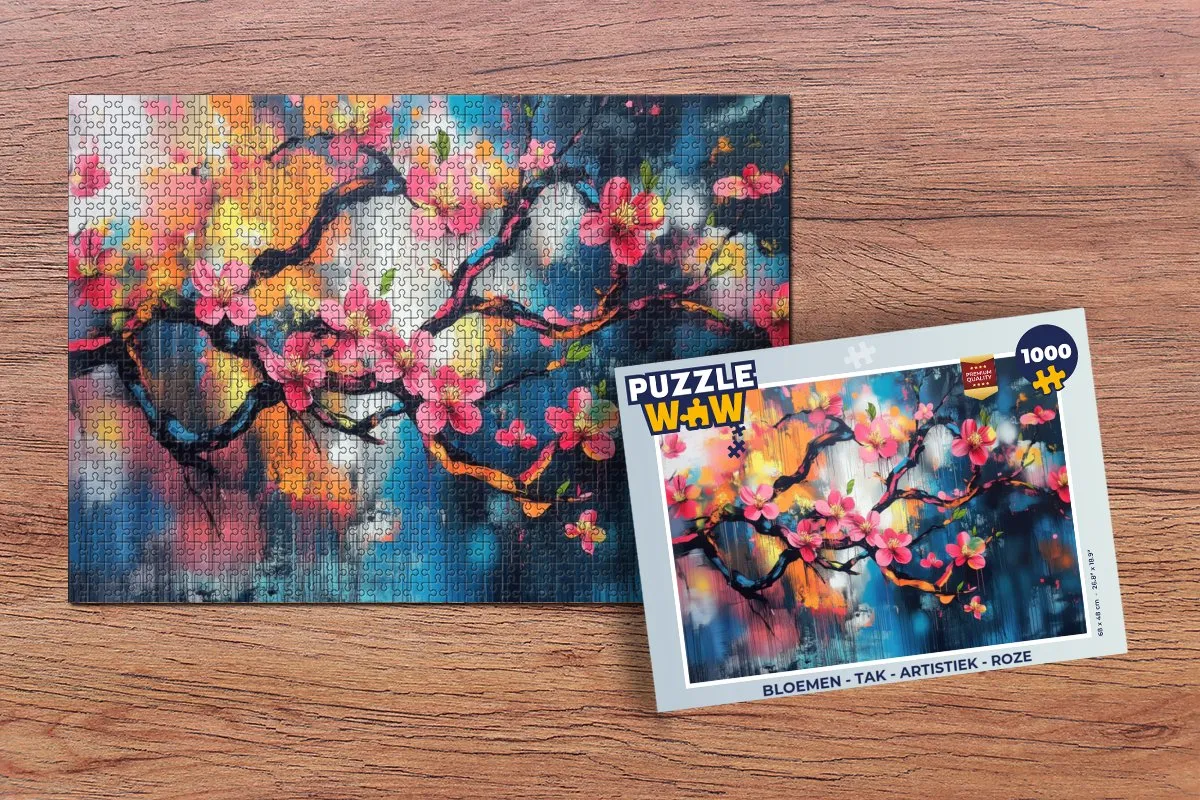 PuzzleWow Bloemen Tak Legpuzzel 1000 Stuks - Roze