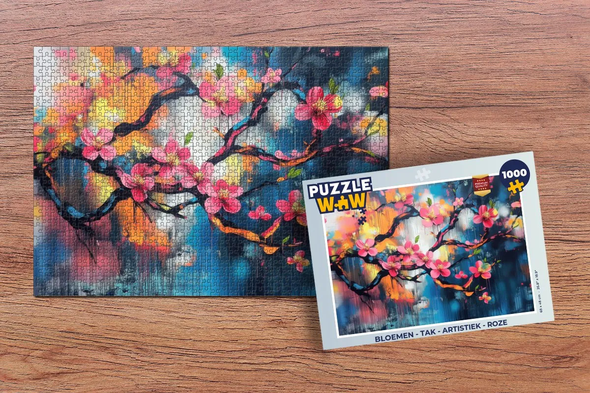 PuzzleWow Bloemen Tak Legpuzzel 1000 Stuks - Roze