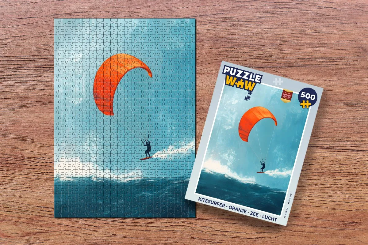 PuzzleWow Kitesurfer Legpuzzel 500 Stuks - Oranje