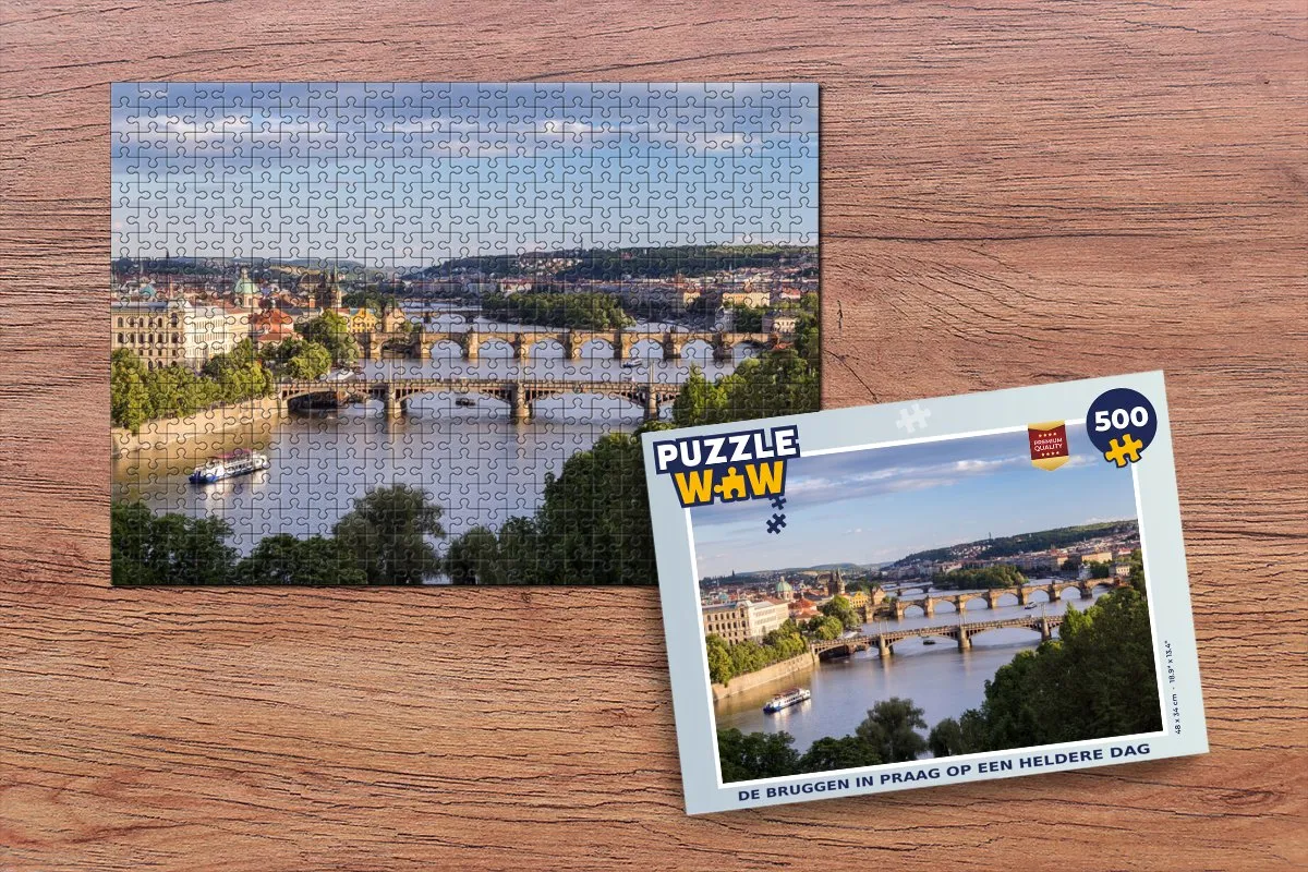 PuzzleWow Praag Bruggen Rivier Legpuzzel 500 Stuks - Multicolor