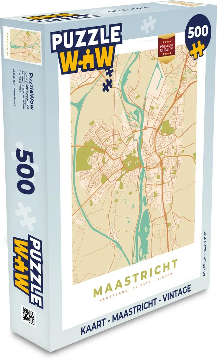 PuzzleWow Maastricht Vintage Legpuzzel 500 Stuks - Multicolor