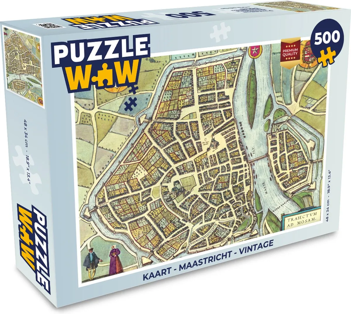 PuzzleWow Maastricht Vintage Legpuzzel 500 Stuks - Multicolor