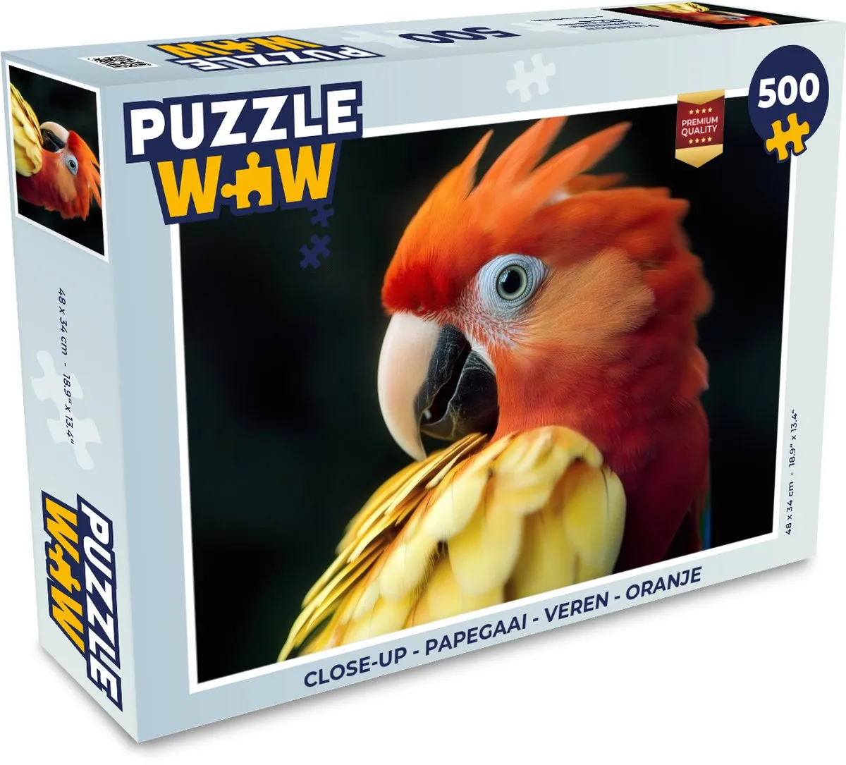 PuzzleWow Close-up Papegaai Legpuzzel 500 Stuks - Oranje
