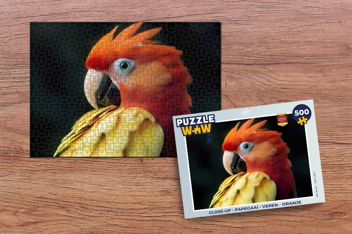 PuzzleWow Close-up Papegaai Legpuzzel 500 Stuks - Oranje