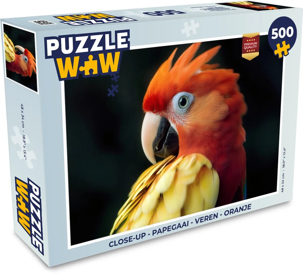 PuzzleWow Close-up Papegaai Legpuzzel 500 Stuks - Oranje