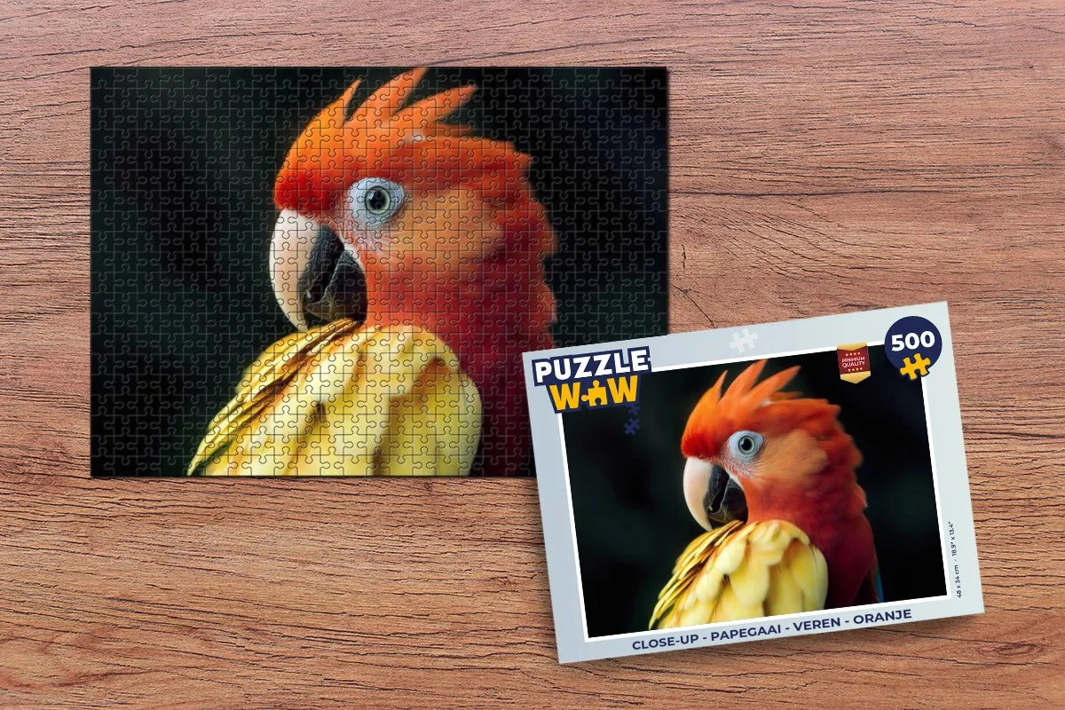 PuzzleWow Close-up Papegaai Legpuzzel 500 Stuks - Oranje