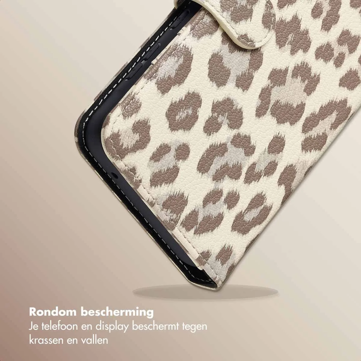 Selencia Hoesje Samsung Galaxy A55 - Sabi Bookcase Panterprint - Beige