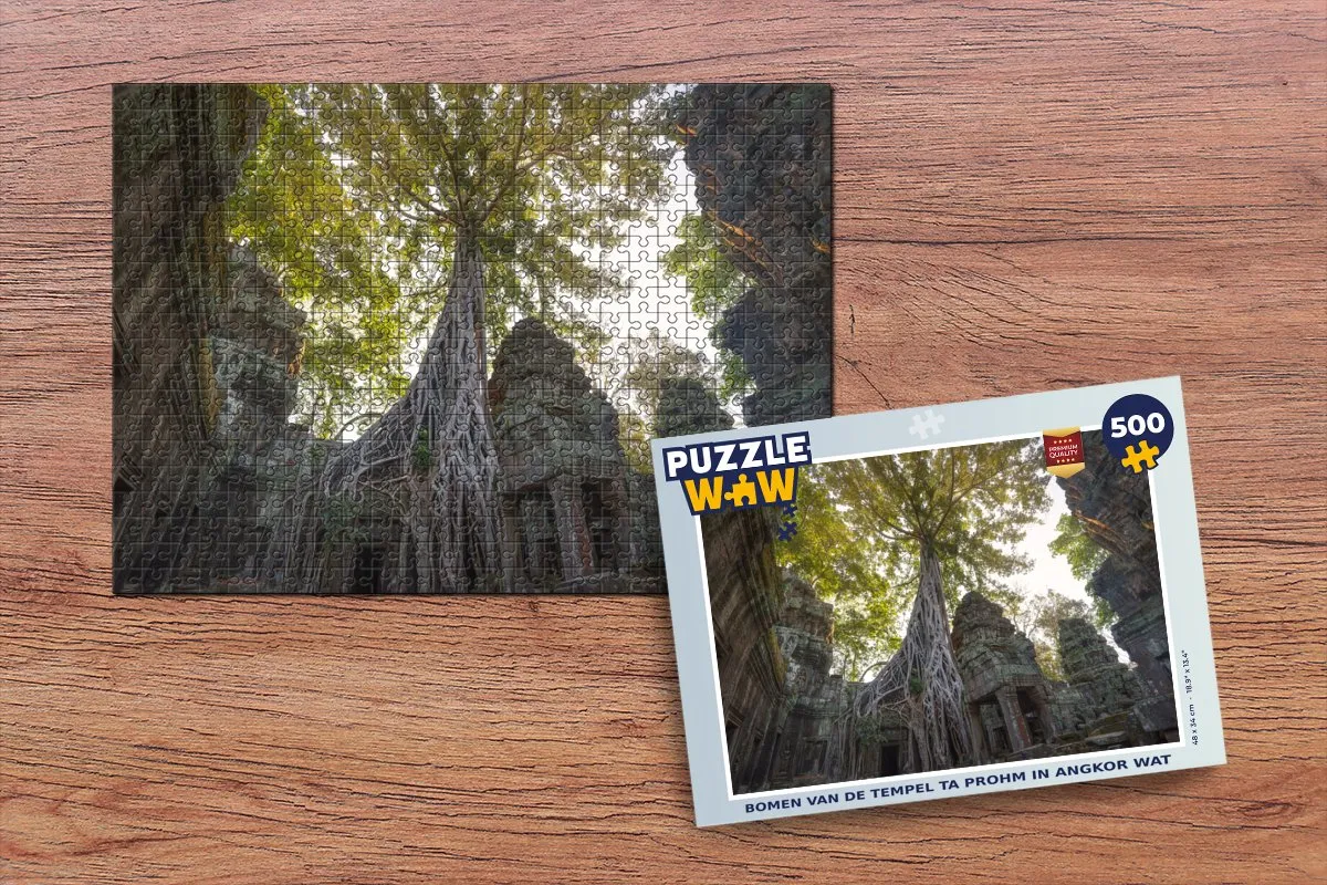 PuzzleWow Bomen van de tempel Ta Prohm Legpuzzel 500 Stuks - Multicolor