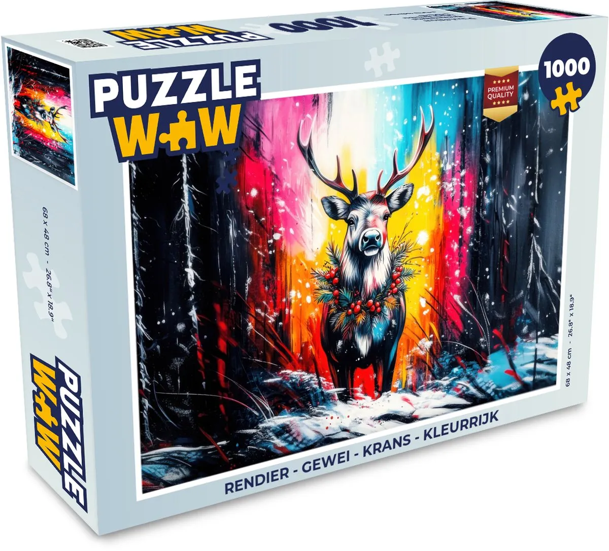 PuzzleWow Rendier Gewei Krans Legpuzzel 1000 Stuks