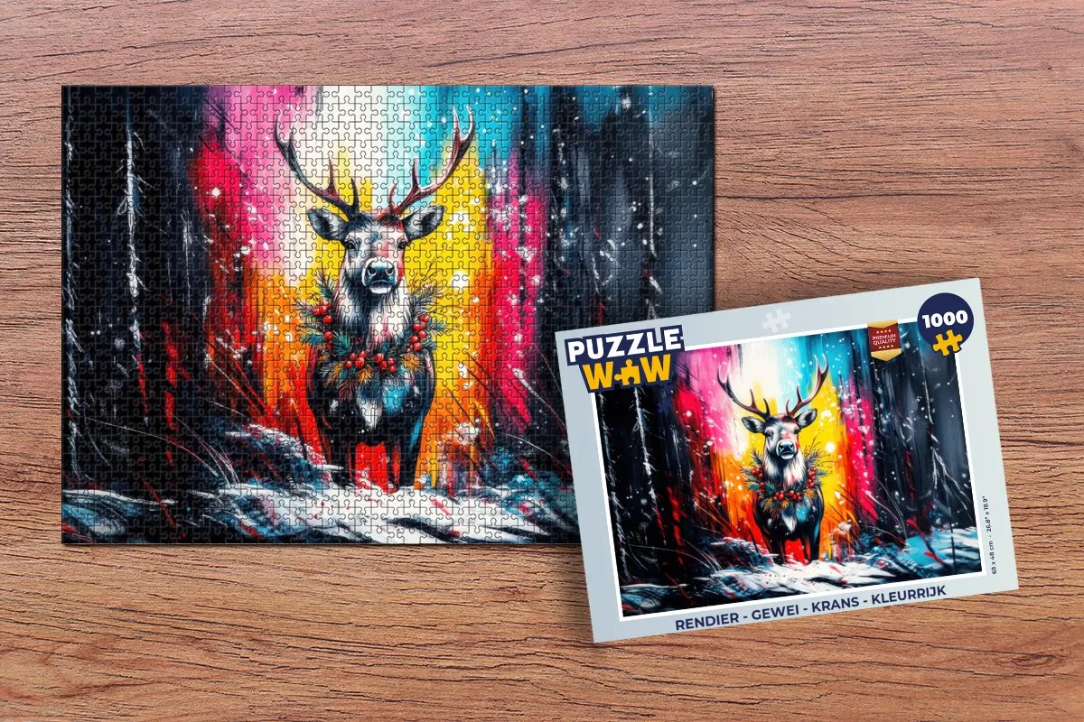 PuzzleWow Rendier Gewei Krans Legpuzzel 1000 Stuks
