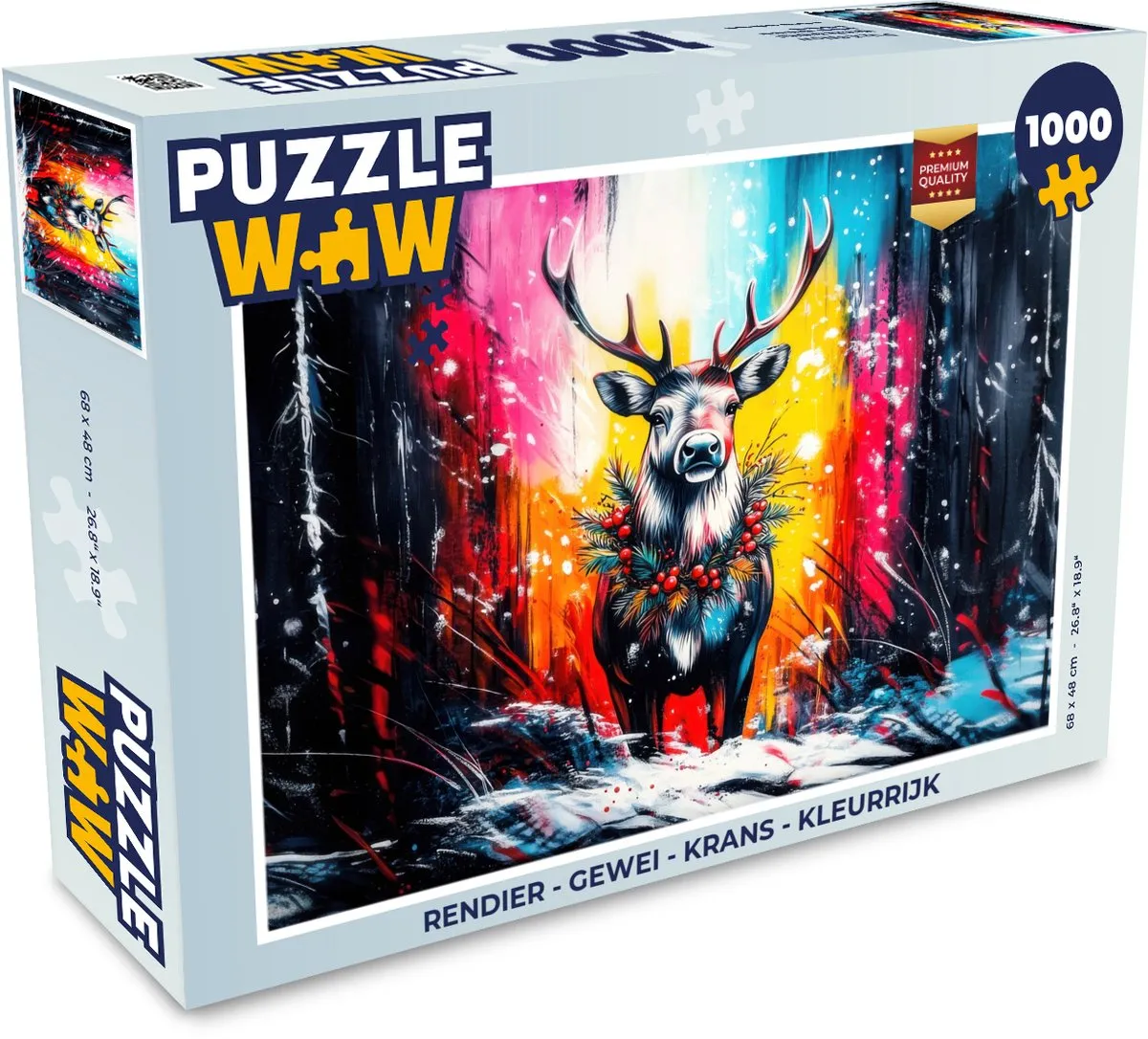 PuzzleWow Rendier Gewei Krans Legpuzzel 1000 Stuks