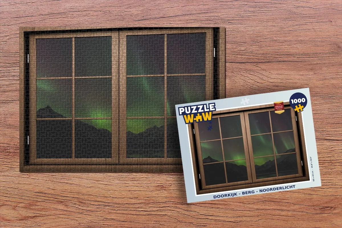 PuzzleWow Doorkijk Berg Noorderlicht Legpuzzel 1000 Stuks - Multicolor