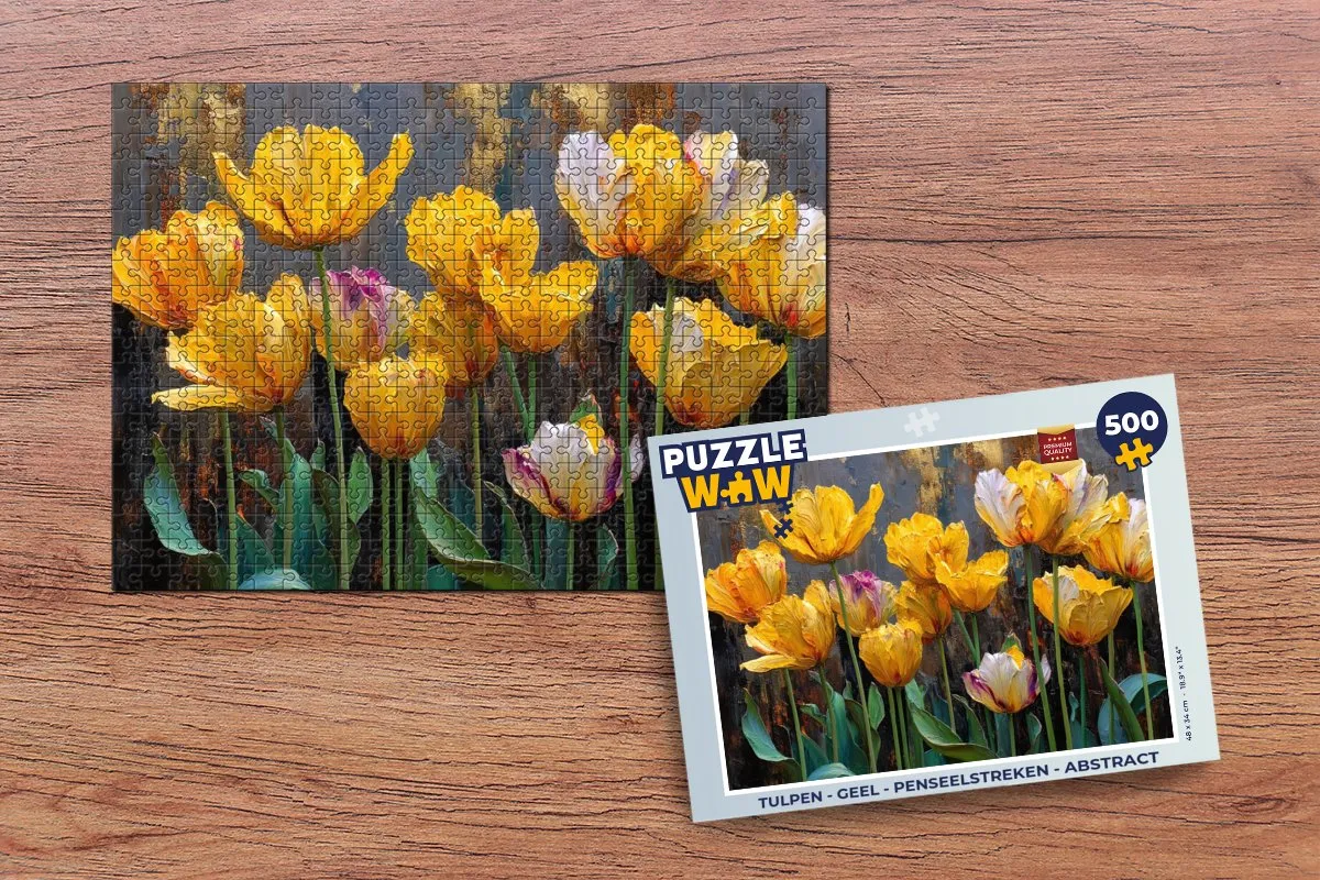 PuzzleWow Tulpen Geel Legpuzzel 500 Stuks - Abstract