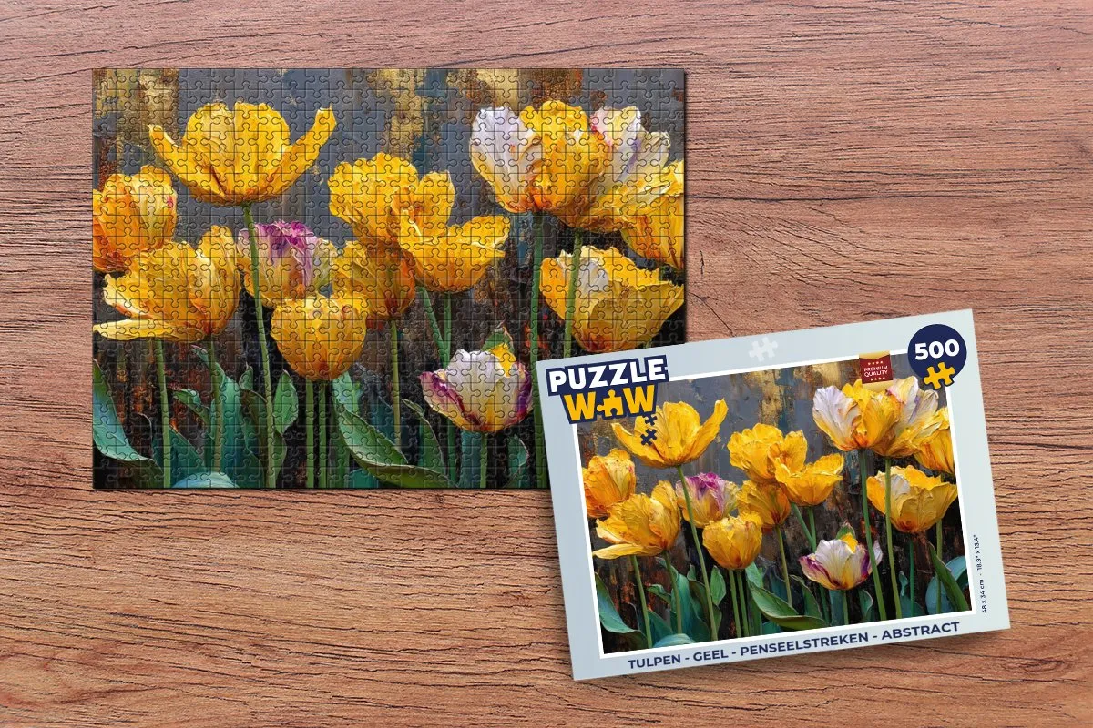 PuzzleWow Tulpen Geel Legpuzzel 500 Stuks - Abstract
