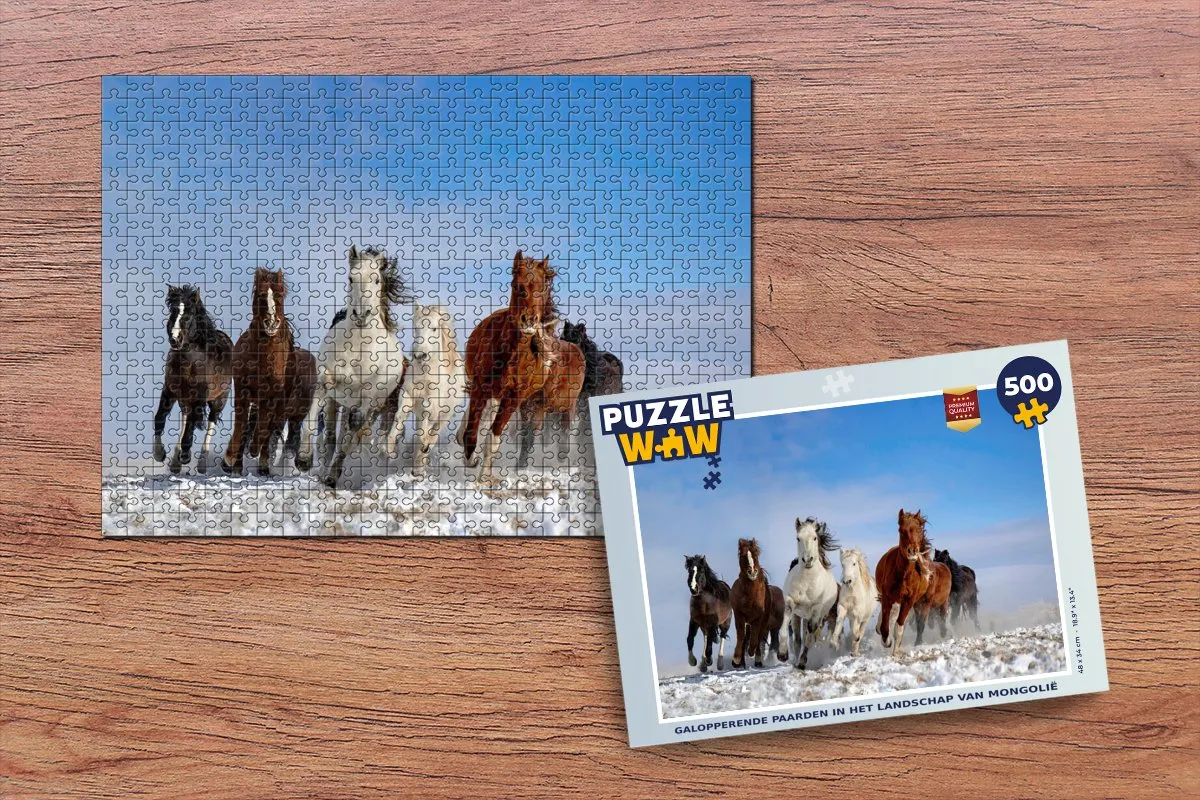 PuzzleWow Mongolië Paarden Legpuzzel 500 Stuks - Multicolor