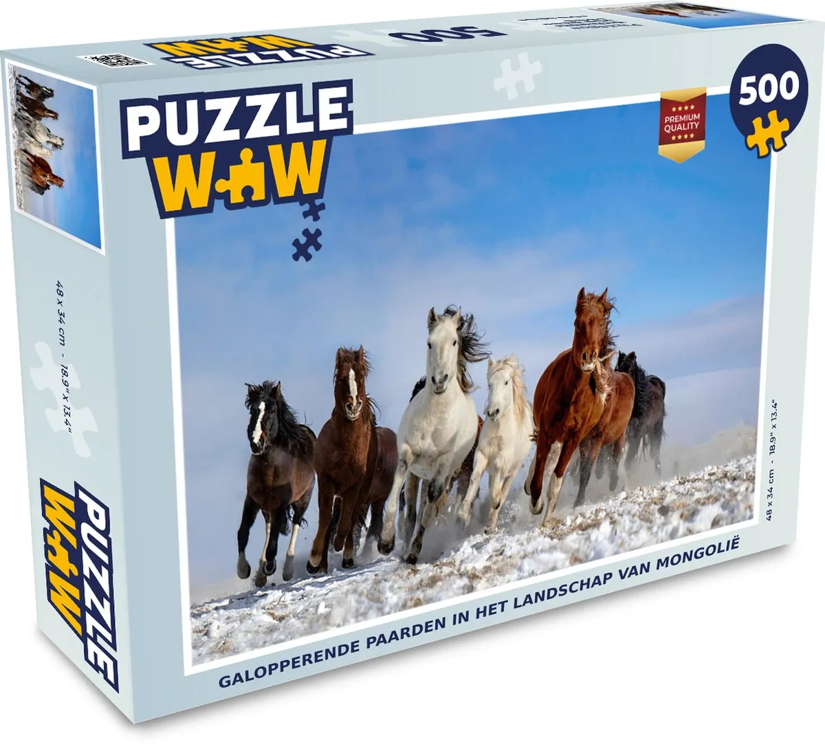 PuzzleWow Mongolië Paarden Legpuzzel 500 Stuks - Multicolor