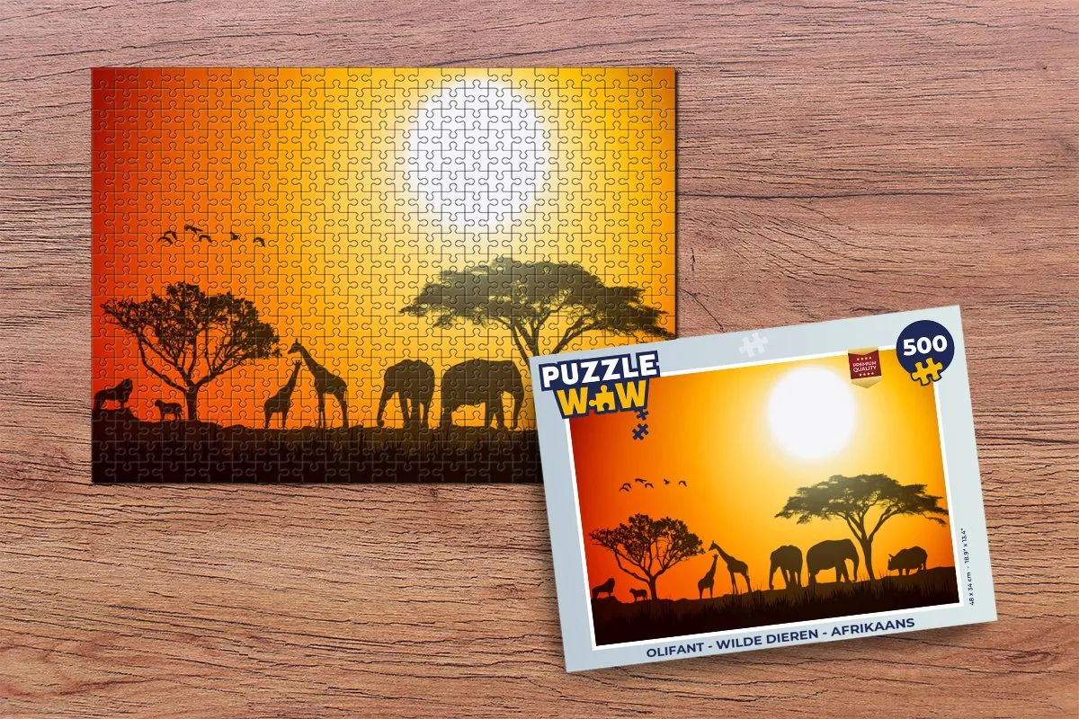 PuzzleWow Wilde Dieren Afrikaans Legpuzzel 500 Stuks - Multicolor