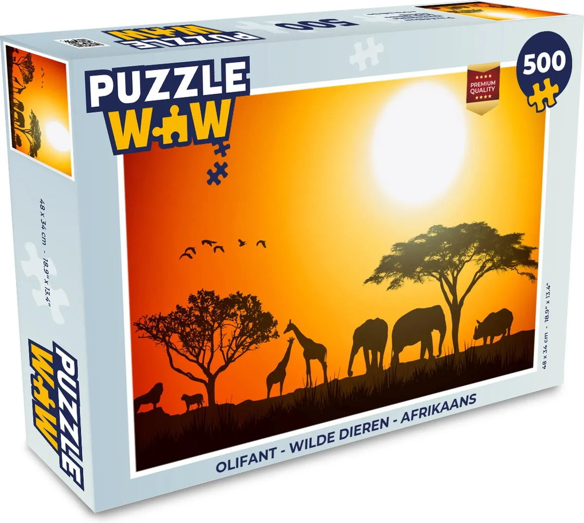 PuzzleWow Wilde Dieren Afrikaans Legpuzzel 500 Stuks - Multicolor