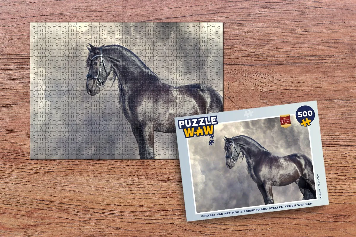 PuzzleWow Fries Paarden Portret Legpuzzel 500 Stuks - Multicolor