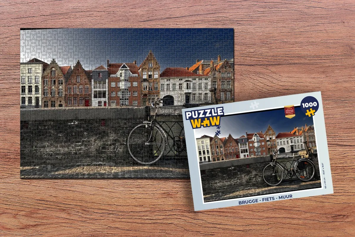 PuzzleWow Brugge Fiets Legpuzzel 1000 Stuks - Multicolor