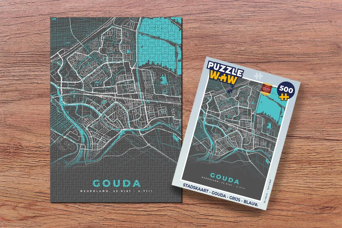 PuzzleWow Stadskaart Gouda Legpuzzel 500 Stuks - Multicolor