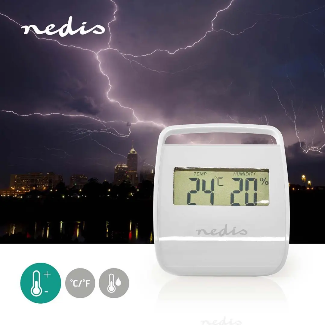 Nedis Digitale Thermometer Binnentemperatuur Luchtvochtigheid Wit