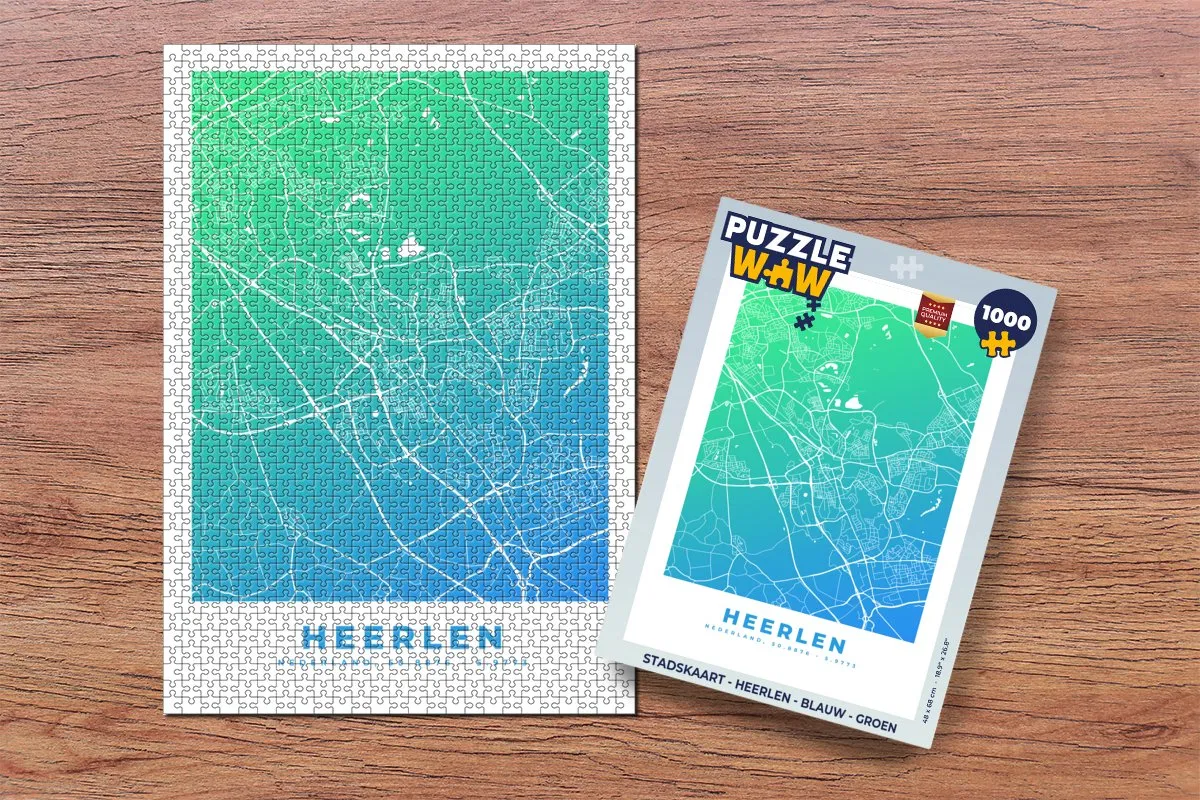 PuzzleWow Stadskaart Heerlen Legpuzzel 1000 Stuks - Multicolor