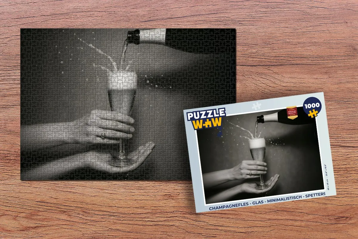 PuzzleWow Champagnefles Legpuzzel 1000 Stuks - Minimalistisch