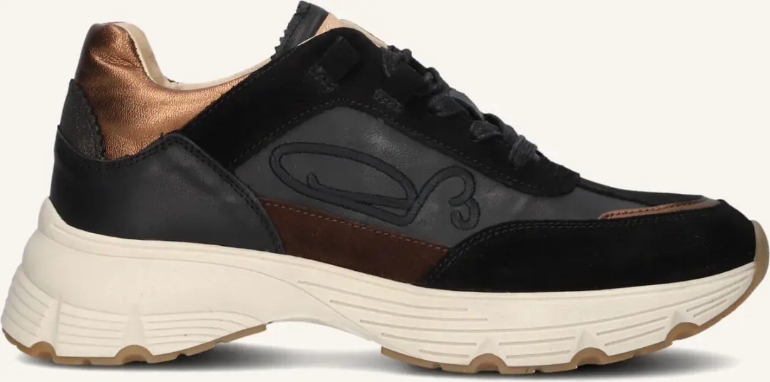 Fred De La Bretoniere Mariola Sign Sneakers - Leer - Dames - Zwart - Maat 38