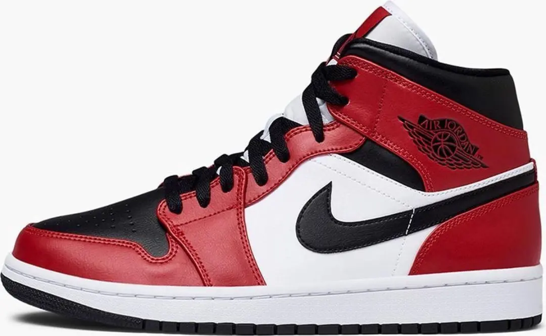 Air jordan 1 Mid Black/Black-Gym Red "Chicago black toe" 554724-069