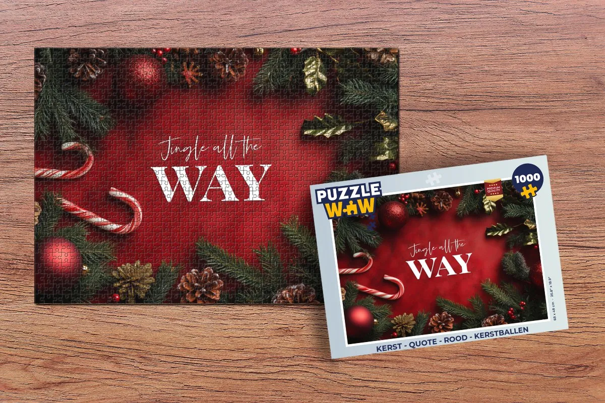 PuzzleWow Kerstballen Puzzel 1000 Stuks - Rood