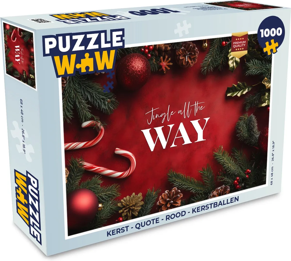 PuzzleWow Kerstballen Puzzel 1000 Stuks - Rood