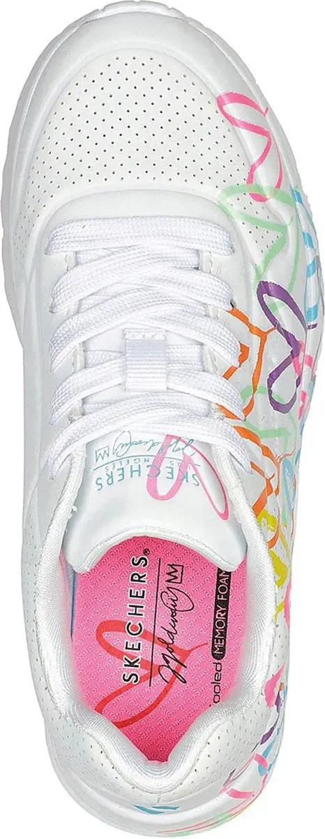 Skechers Uno Lite Spread The Love Meisjes Sneakers - 28 - Wit/Multicolor - afbeelding 4 van 6
