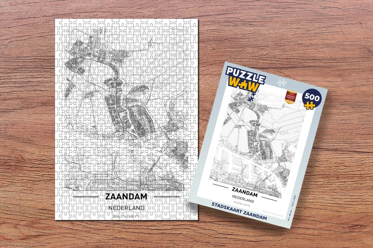 PuzzleWow Stadskaart Zaandam Legpuzzel 500 Stuks - Multicolor