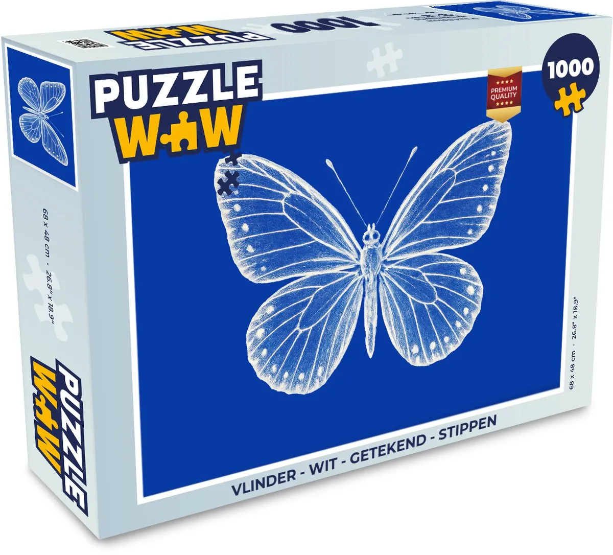 PuzzleWow Vlinder Legpuzzel 1000 Stuks - Blauw