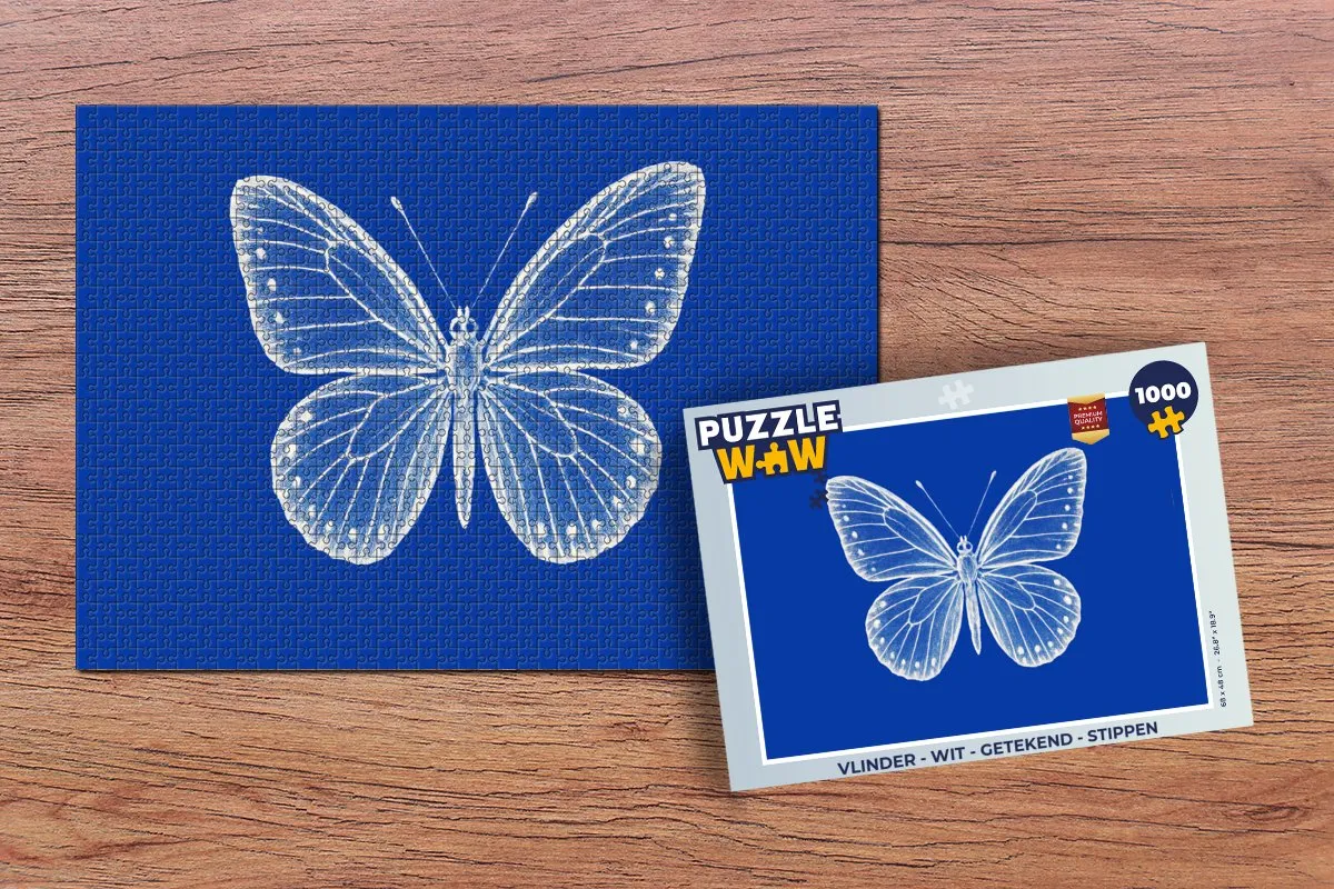 PuzzleWow Vlinder Legpuzzel 1000 Stuks - Blauw