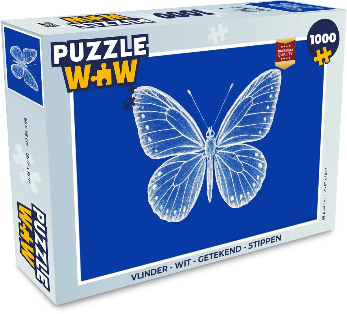 PuzzleWow Vlinder Legpuzzel 1000 Stuks - Blauw