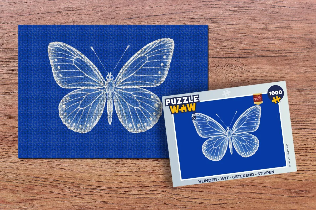 PuzzleWow Vlinder Legpuzzel 1000 Stuks - Blauw